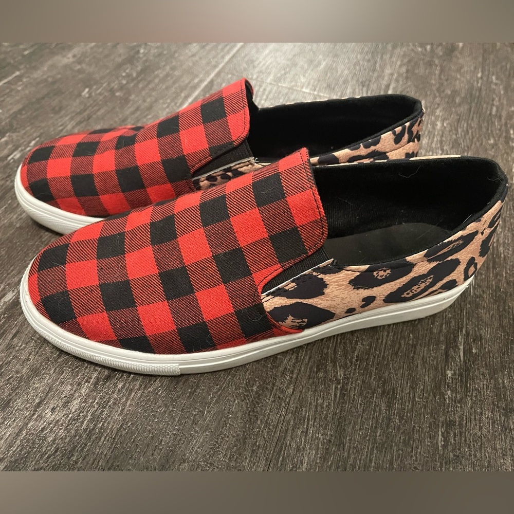 Plaid/ Cheetah Sneakers - Size 9.5